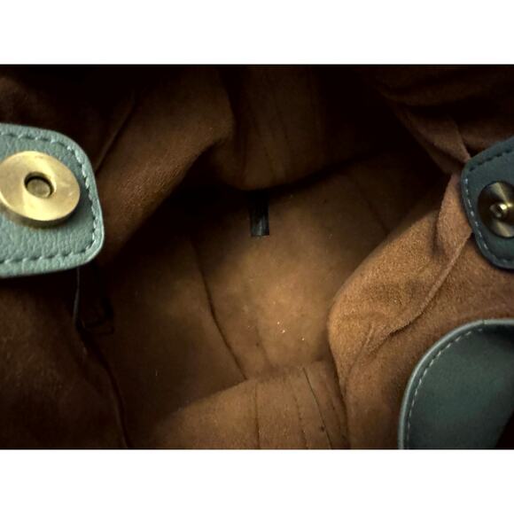 By Anthropologie Women's Green Black Solid Genuine Leather Shoulder Handbags - Picture 6 of 10